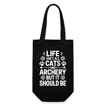 Bogenschießen Spruch Katzen Bogenschießen Geschenk - Geschenkbeutel für Flaschen - Schwarz - Vorne