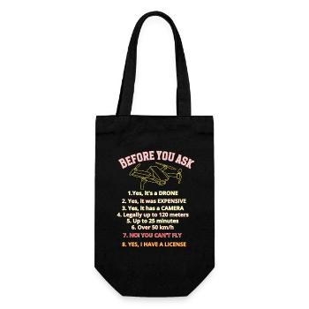 Humorous Drone License Graphic, rules drone pilot - Gift Bag for Bottles - black - Front