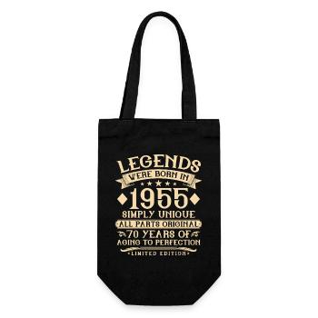 70e anniversaire de naissance : 1955 - 70 ans - Sac à bouteille - noir - Devant