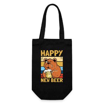 Happy new beer Biertrinker Silvester Bier - Geschenkbeutel für Flaschen - Schwarz - Vorne