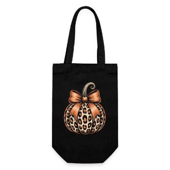 Leopard Print Pumpkin with Bow - Gift Bag for Bottles - black - Front