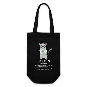 Verspieltes akademisches Katzen-T-Shirt - Geschenkbeutel für Flaschen - Schwarz - Vorne