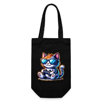 Cat Gaming Gamer - Gift Bag for Bottles - black - Front