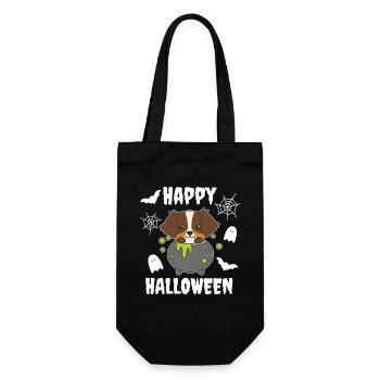Australian Shepherd Happy Halloween Hexenkessel - Geschenkbeutel für Flaschen - Schwarz - Vorne