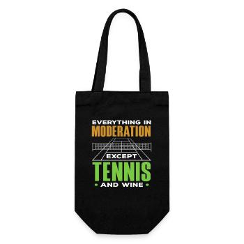 Tennis and Wine for Tennis Players - Gift Bag for Bottles - black - Front