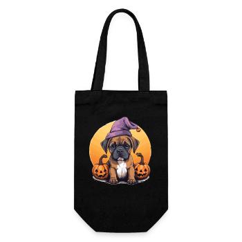 Halloween Witch Hat Pumpkin Dog Boxer - Gift Bag for Bottles - black - Front