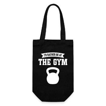 Ich wäre lieber im Fitnessstudio - Geschenkbeutel für Flaschen - Schwarz - Vorne