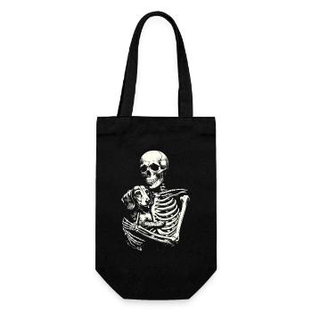 Teckel squelette étreignant - Sac à bouteille - noir - Devant