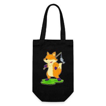 Fuchs Angler Fisch Angeln - Geschenkbeutel für Flaschen - Schwarz - Vorne