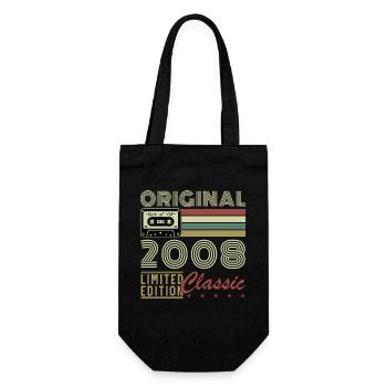 2008 Vintage Retro Birthday Gift - Gift Bag for Bottles - black - Front