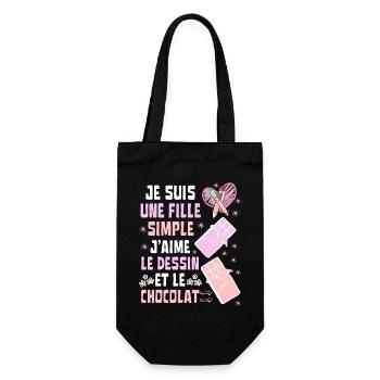 Je Suis Une Fille Simple Dessin et Chocolat - Sac à bouteille - noir - Devant