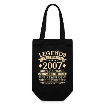 18e anniversaire né en 2007 - 18 ans - Sac à bouteille - noir - Devant