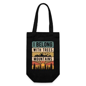 Retro Nature Mountains Sun Forest Hiking Gift - Gift Bag for Bottles - black - Front