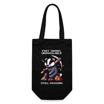 Fast travel unavailable | Badger, digging, humor - Gift Bag for Bottles - black - Front