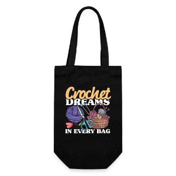 Häkeln Stricken Crochet dreams in every bag - Geschenkbeutel für Flaschen - Schwarz - Vorne