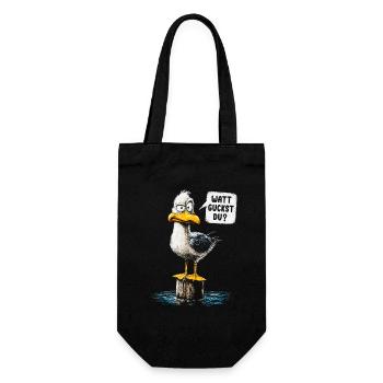 Que regardes-tu ? Drôle de mouette – humour côtier - Sac à bouteille - noir - Devant