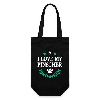 I Love my Pinscher - Geschenkbeutel für Flaschen - Schwarz - Vorne