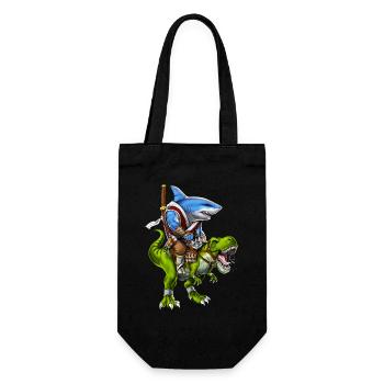Shark Samurai Riding T-Rex Dinosaur - Gift Bag for Bottles - black - Front