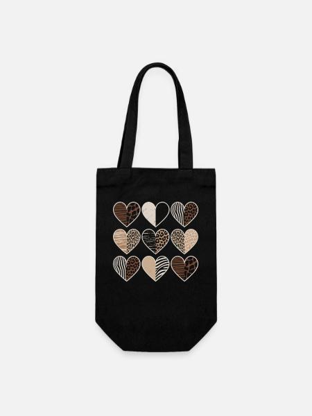 Leopard Muster Herzdesign - Geschenkbeutel für Flaschen - Schwarz