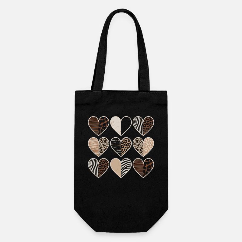 Leopard Muster Herzdesign - Geschenkbeutel für Flaschen - Schwarz