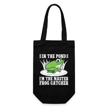 Master Frog Catcher Cartoon Design - Gift Bag for Bottles - black - Front