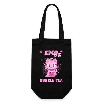 K-Pop Kitten with Bubble Tea South Korea Seoul - Gift Bag for Bottles - black - Front
