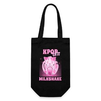 KPOP Katzen mit Milchshake Südkorea Seoul - Geschenkbeutel für Flaschen - Schwarz - Vorne