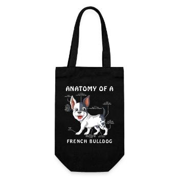 Funny Anatomy Chart of French Bulldog Frenchie Dog - Gift Bag for Bottles - black - Front