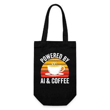 Powered by AI and Coffee Graphic - Gift Bag for Bottles - black - Front