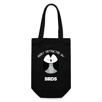 Minimalistische Vogel Cartoon Illustration - Geschenkbeutel für Flaschen - Schwarz - Vorne