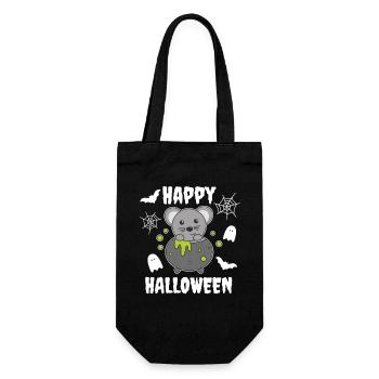 Maus Happy Halloween Hexenkessel Fledermaus - Geschenkbeutel für Flaschen - Schwarz - Vorne