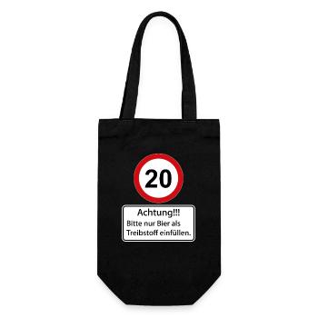20 Caution only fill beer as fuel - Gift Bag for Bottles - black - Front
