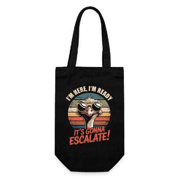 Im Here Ready Strauss Escalate Saying Party Retro - Gift Bag for Bottles - black - Front