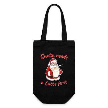 Weihnachtlicher Santa mit Kaffee Illustration - Geschenkbeutel für Flaschen - Schwarz - Vorne
