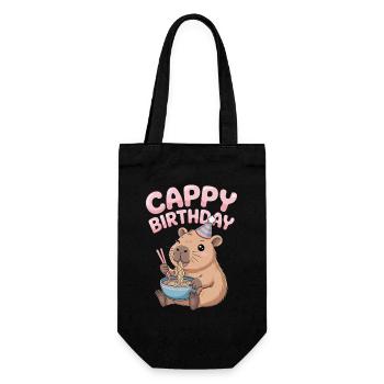  CAPPY BIRTHDAY Capy Geburtstag Capybara Ramen - Geschenkbeutel für Flaschen - Schwarz - Vorne