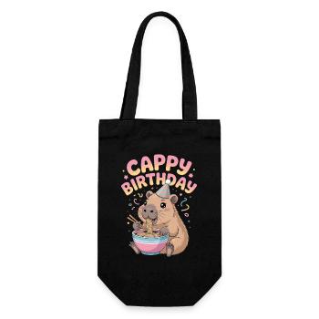  Cappy Geburtstag Capybara Ramen CAPPY BIRTHDAY - Geschenkbeutel für Flaschen - Schwarz - Vorne