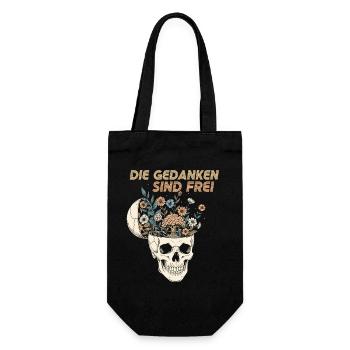 Blumen im Schädel mit Botschaft - Geschenkbeutel für Flaschen - Schwarz - Vorne
