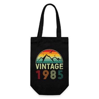 Vintage Mountain Sunset Design - Gift Bag for Bottles - black - Front