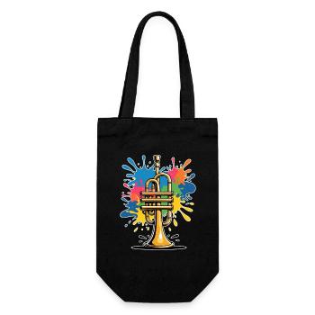 Vibrant trumpet illustration in graffiti style - Gift Bag for Bottles - black - Front