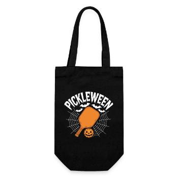 Pickleween Pickleball Lustig Halloween - Geschenkbeutel für Flaschen - Schwarz - Vorne