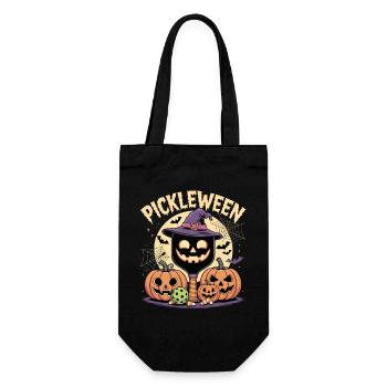 Pickleween Pickleball Spieler Gruselig Halloween - Geschenkbeutel für Flaschen - Schwarz - Vorne