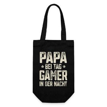 Papa Gamer Gaming - Geschenkbeutel für Flaschen - Schwarz - Vorne