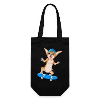 Niedlicher Chihuahua Skateboarding Hund Lustige Karikatur - Geschenkbeutel für Flaschen - Schwarz - Vorne