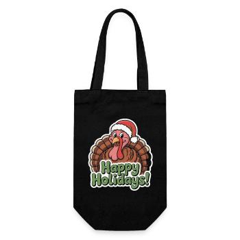Illustration d'une dinde festive avec un chapeau de Père Noël - Sac à bouteille - noir - Devant
