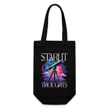 Astronom Sterngucker Stargazer Starlit Thoughts - Geschenkbeutel für Flaschen - Schwarz - Vorne