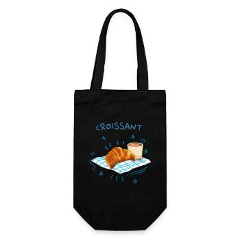 Croissant, Blau, Retro-Design - Geschenkbeutel für Flaschen - Schwarz - Vorne