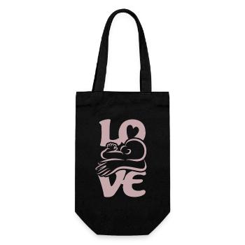 Baby Trinken Stillen Mama LOVE - Geschenkbeutel für Flaschen - Schwarz - Vorne