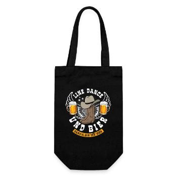 Linedance und Bier - darum bin ich hier - Geschenk - Geschenkbeutel für Flaschen - Schwarz - Vorne