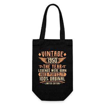 75th Birthday Vintage - Year 1950 - Gift Bag for Bottles - black - Front
