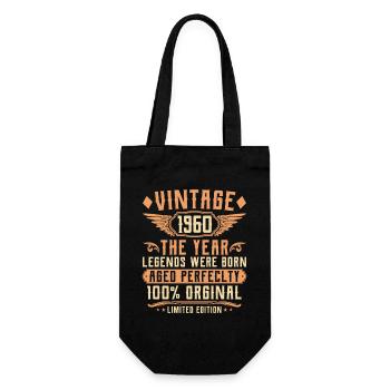 65th Birthday Vintage - Year of Birth 1960 - Gift Bag for Bottles - black - Front